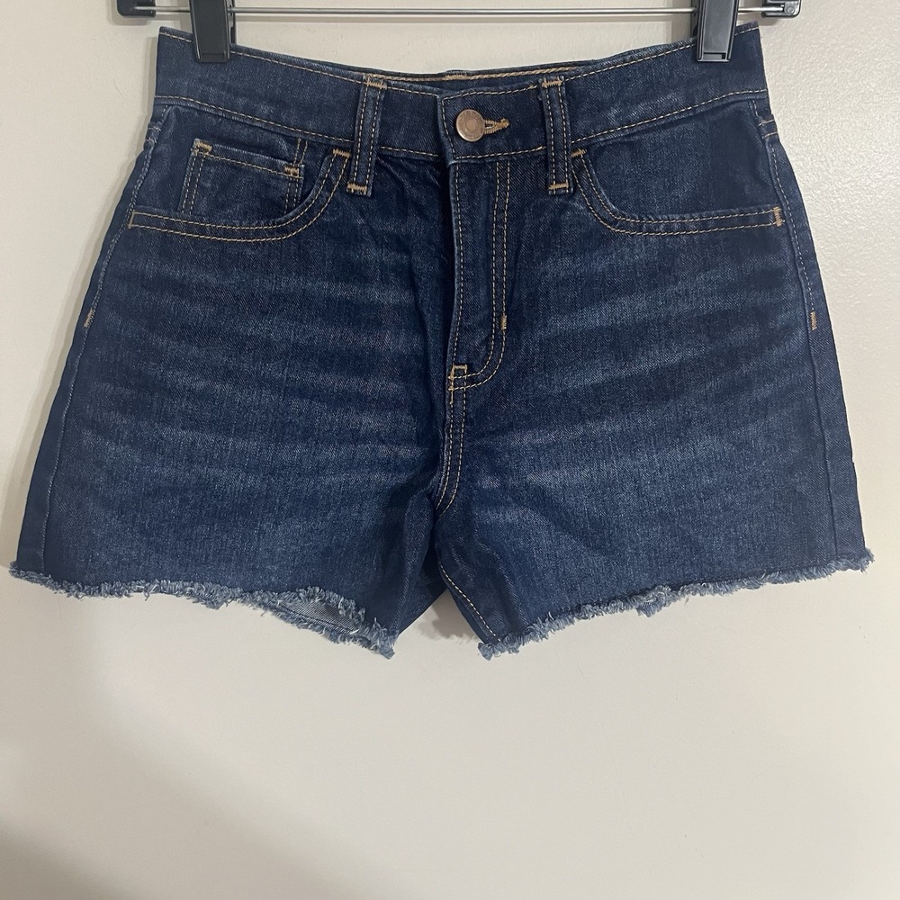Old Navy Girls Size 12 High Rise Adjustable Waist Dark Wash Raw Hem Denim Shorts